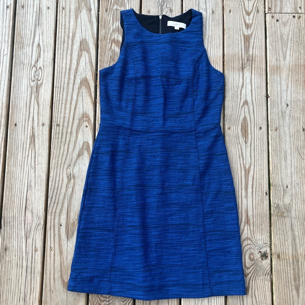 NWT loft dress | size 8 blue dress | textured midi dress